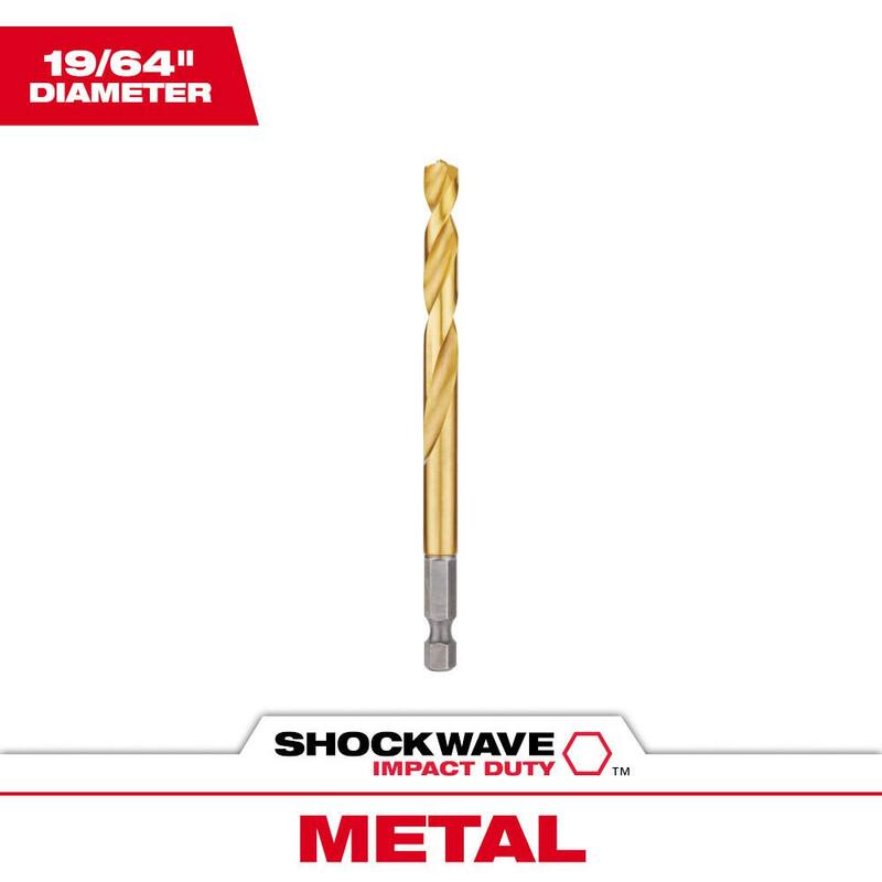 Broca helicoidal de titanio de 19/64 pulgadas - 48-89-4616 de Milwaukee SHOCKWAVE