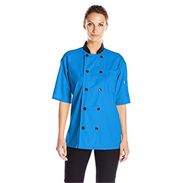 Charlotte Madison Uncommon Threads Womens Havana Chef Coat SS Mesh, Cobalt - 3XL - CH2073135