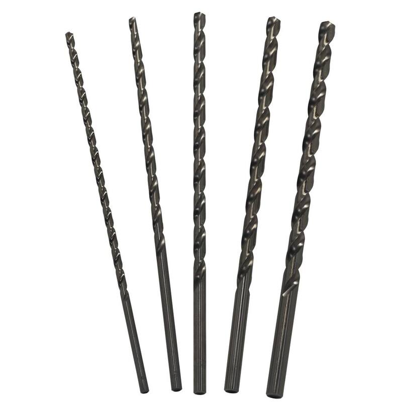 Broca de acero de alta velocidad extra larga de 12 pulgadas de Drill America (juego de 5 piezas) - POUDWDDL12