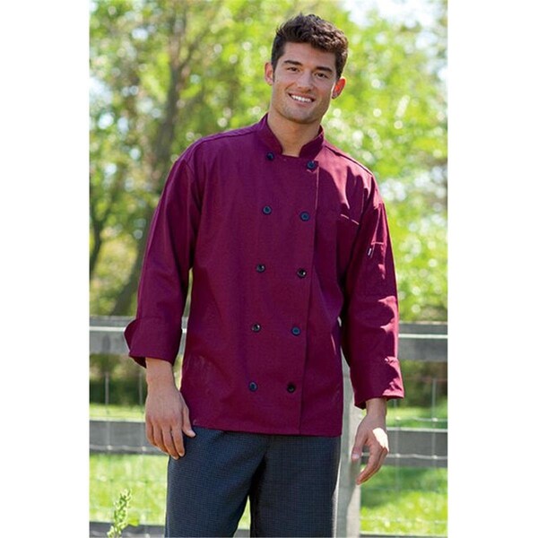 Nathan Caleb Moroccan Chef Coat 10 Buttons in Burgundy - 4XLarge - NA2499309