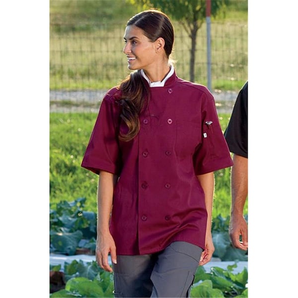 Nathan Caleb South Beach Chef Coat Short Sleeve in Burgundy - 6XLarge - NA2502895