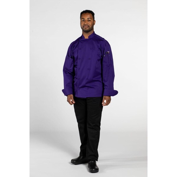 Nathan Caleb Unisex Vigor Pro Vent Chef Coat with Mesh, Grape - Extra Large - NA2504834