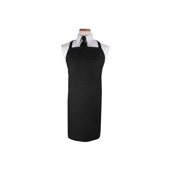 Ritz Chef's LineBib Apron (pen pocket) 11.5" neckline 32" wide waist + 35" strings 32.5" Black - CLBIABK-1
