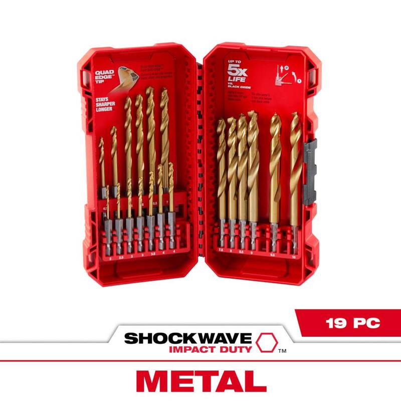 Juego de Brocas Milwaukee SHOCKWAVE Titanium Red Helix (19 piezas) - 48-89-4860
