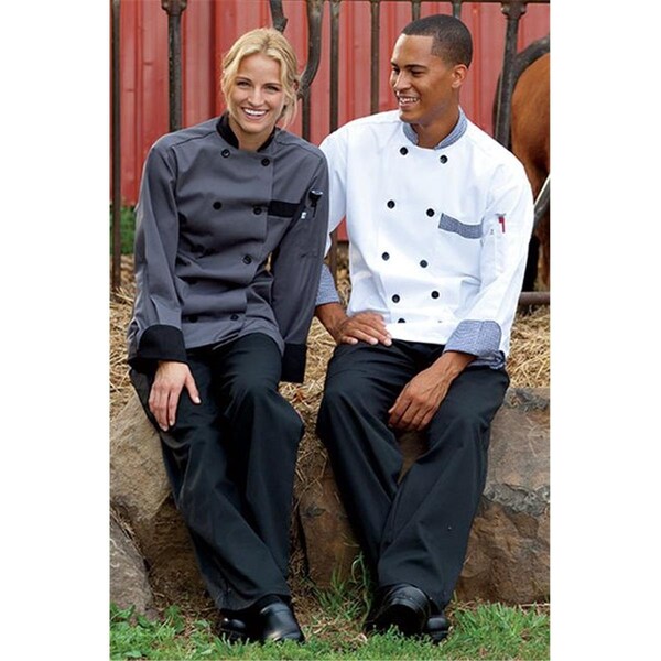 Nathan Caleb Newport Chef Coat 10 Buttons in Slate/Black Trim - 5XLarge - NA2499312