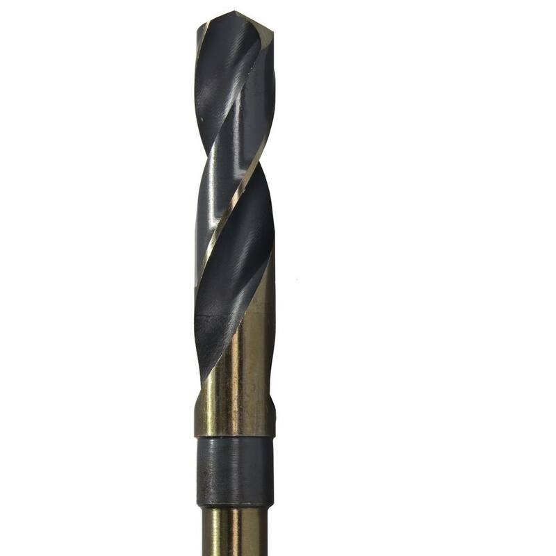 Broca helicoidal de acero de alta velocidad negro y dorado con vástago reducido de 5/8 pulg. y vástago de 3/8 pulg. - KFDRSD3/8X5/8