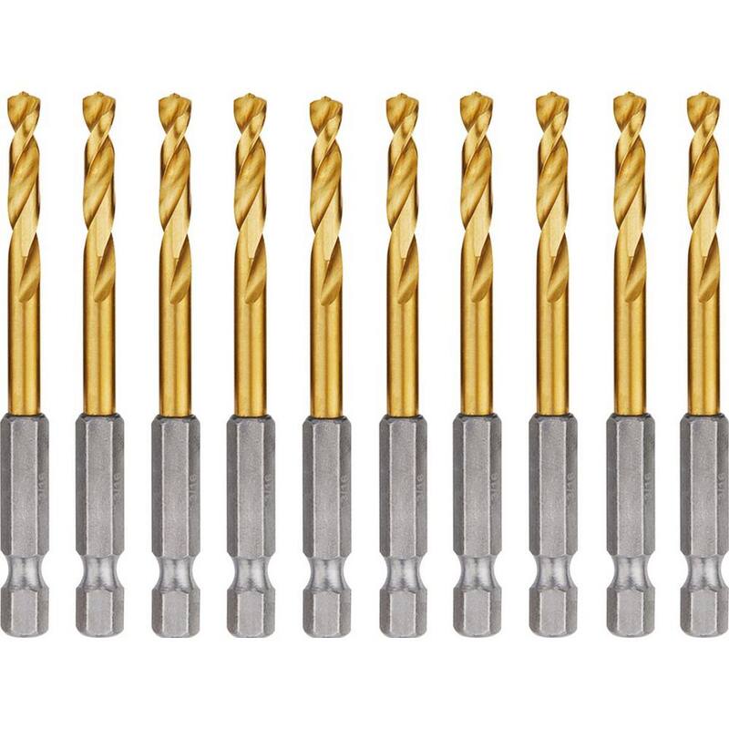 Broca de titanio para taladro de 3/16 de pulgada Milwaukee SHOCKWAVE (paquete de 10) - 48-89-4609-X10