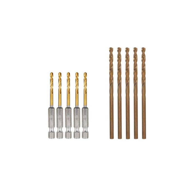 Brocas de titanio Milwaukee SHOCKWAVE de 1/8 pulgadas con brocas helicoidales de cobalto rojo de 1/8 pulgadas (10 piezas) - 48-89-4655-48-89-2355