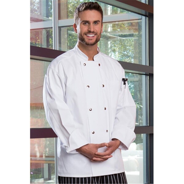 Charlotte Madison 10 Snaps Reaction Chef Coat, White, 3X Large - CH2680862