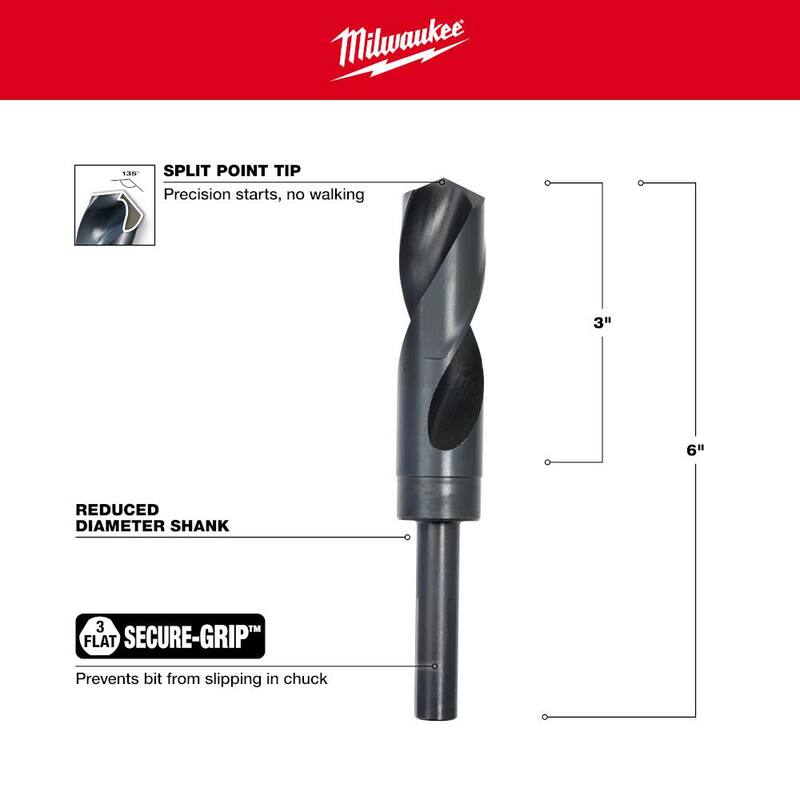 Broca de metal negro Milwaukee de 1 pulgada S y D - 48-89-2754