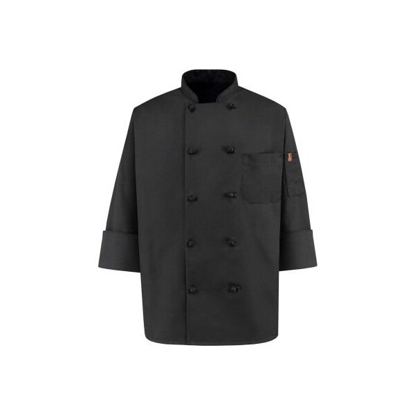 Vf Imagewear Chef Designs 10 Button-Front Chef Coat, Knot Buttons, Black, Spun Polyester, 4XL - 0427BKRG4XL