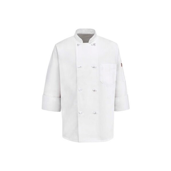 Vf Imagewear Chef Designs 8 Button-Front Chef Coat, Thermometer Pocket, Cloth Buttons, White, Poly/Cotton, L - 0414WHRGL