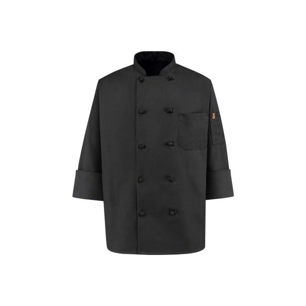 Vf Imagewear Chef Designs 10 Button-Front Chef Coat, Knot Buttons, Black, Spun Polyester, M - 0427BKRGM