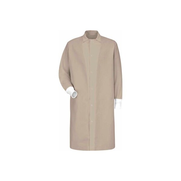 Vf Imagewear Red Kap¬Æ Gripper-Front Butcher Coat W/Knit Cuffs, Pocket-less, Spun Polyester, Tan, L - KS60TNRGL