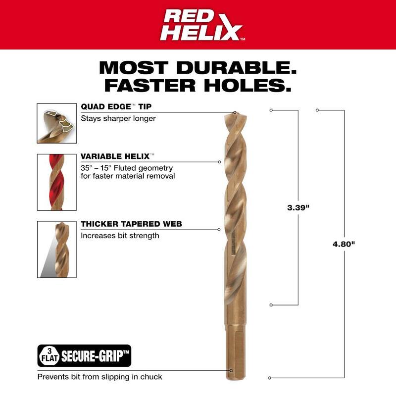 Broca Milwaukee de Cobalto Red Helix de 13/32 pulgadas - 48-89-2323