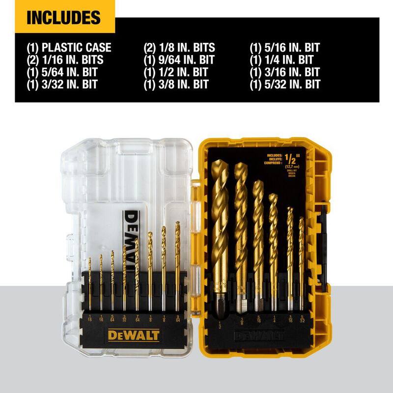 Set de brocas con punta de velocidad recubiertas de nitruro de titanio Impact Ready (14 piezas) con ToughCase - DW1341