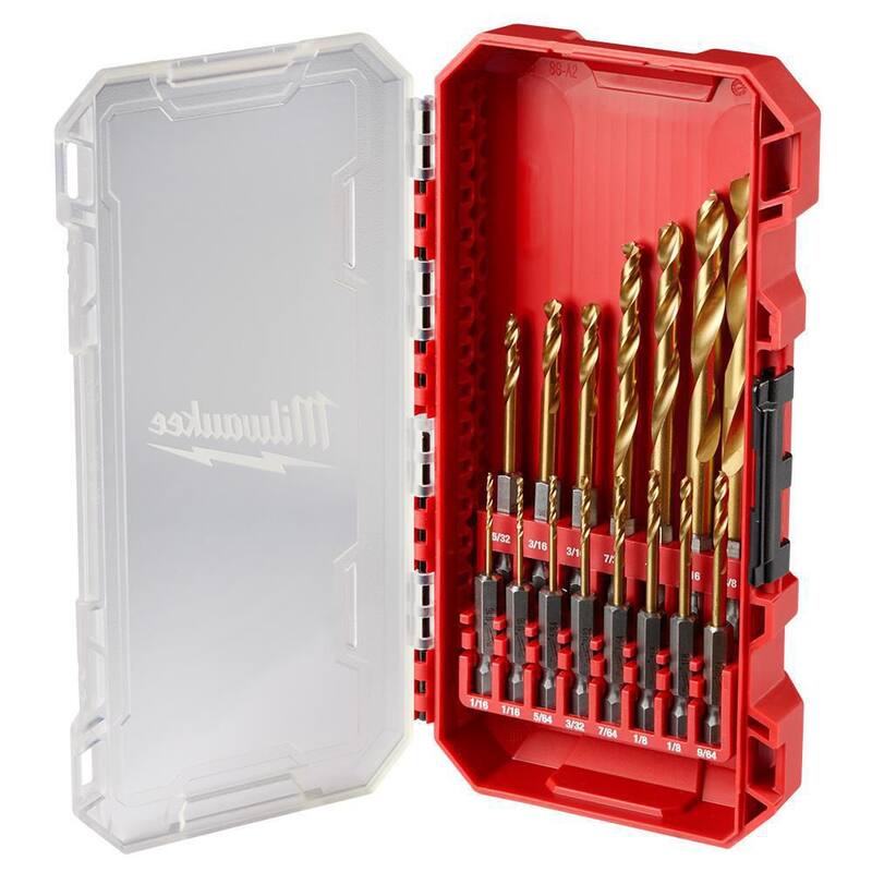 Juego de brocas de titanio de impacto Milwaukee SHOCKWAVE con juego de brocas de carburo para martillo (22 piezas) - 48-89-4670-48-20-9052