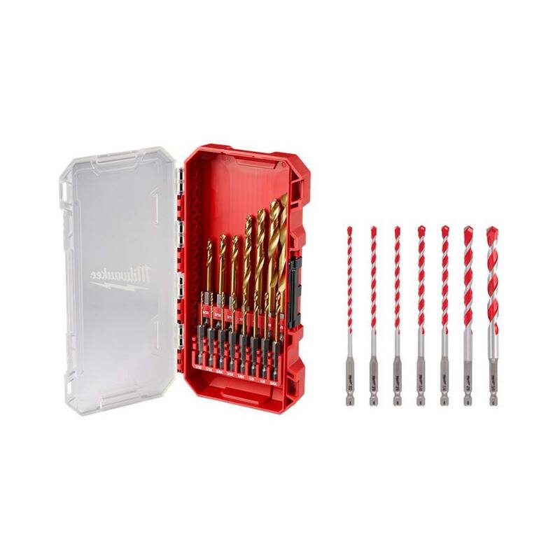Juego de brocas de titanio de impacto Milwaukee SHOCKWAVE con juego de brocas de carburo para martillo (22 piezas) - 48-89-4670-48-20-9052