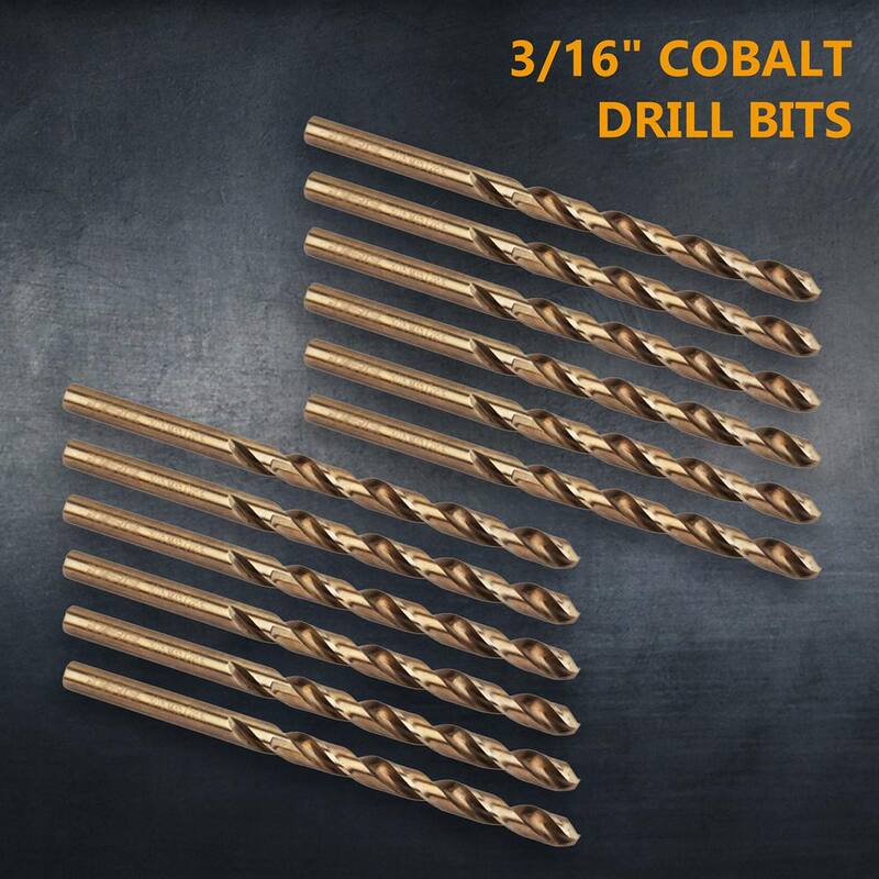 Juego de brocas de largo para trabajo de 3/16 pulgadas, 135° M35 Cobalto (paquete de 12) - QDB2015