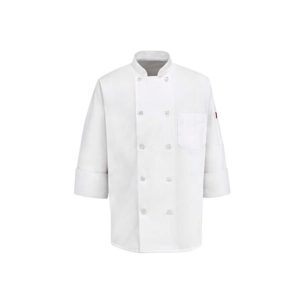 Vf Imagewear Chef Designs Men's 10 Button-Front Chef Coat, Pearl Buttons, White, Polyester/Cotton, 4XL - 0415WHRG4XL