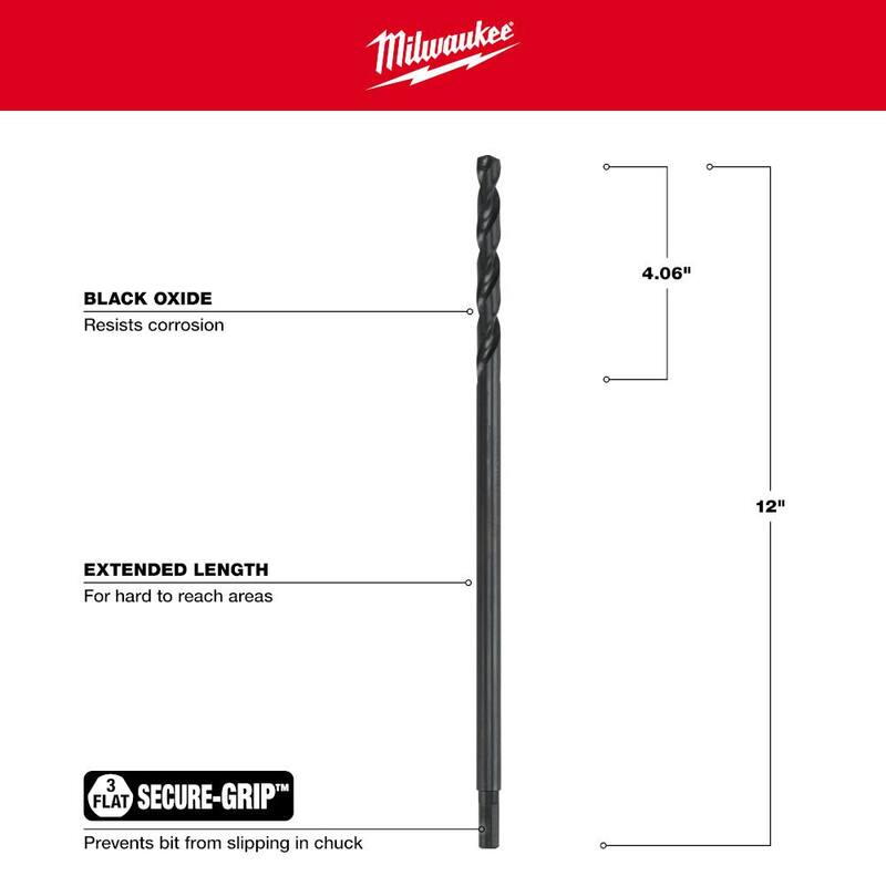 Broca de longitud de aeronave Thunderbolt de óxido negro Milwaukee de 7/16 pulg. x 12 pulg. - 48-89-2775