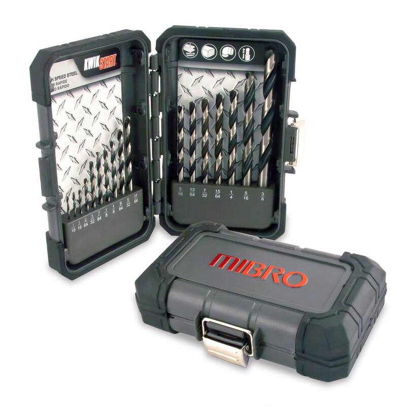 Set de Brocas de Acero de Alta Velocidad MIBRO de 17 Piezas para Taladrar de Propósito General en Madera, Plástico y Metales de 1/16 a 3/8 in. - 871140