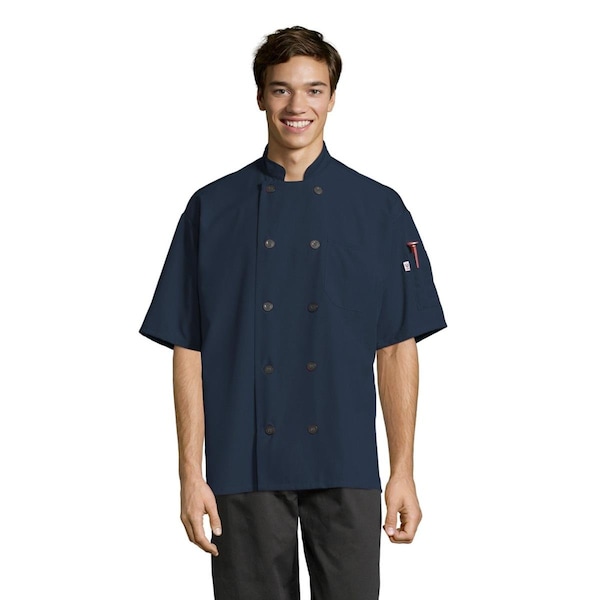 Uncommon Threads Unisex Specialist Pro Vent Chef Coat with Tonal Mesh, Navy - Medium - 0421P-1603