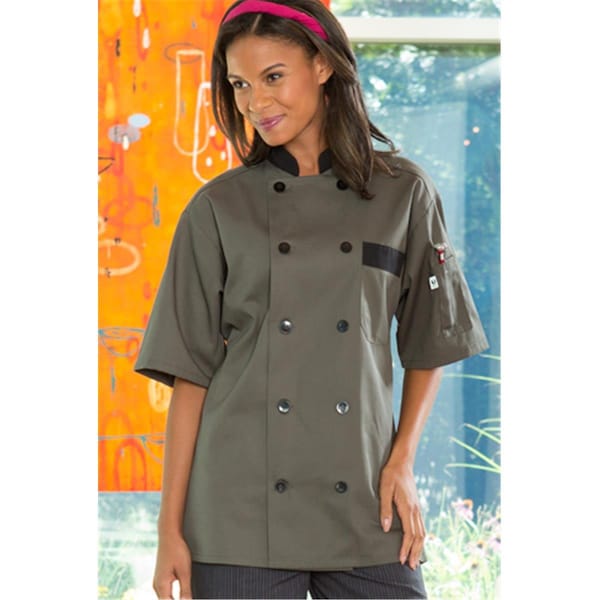 Charlotte Madison Bristol Short Sleeve Chef Coat, Red, Extra Large - CH2680867