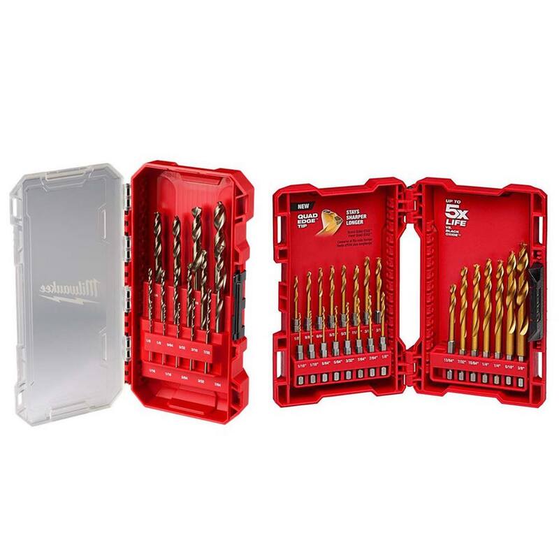 Juego de Brocas Milwaukee Cobalt Red Helix para Taladros y Juego de Brocas de Titanio SHOCKWAVE (38 piezas) - 48-89-2370-48-89-4631