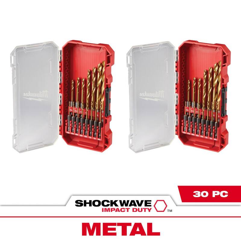 Set de brocas de titanio Milwaukee SHOCKWAVE para trabajo con impacto (30 piezas) - 48-89-4670-48-89-4670