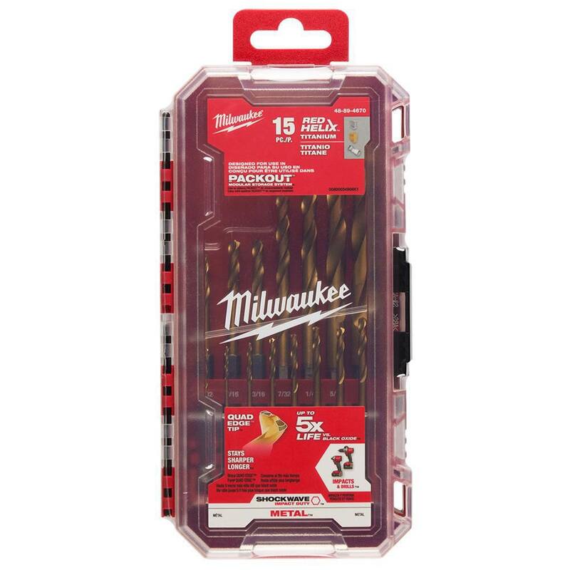 Set de brocas de titanio Milwaukee SHOCKWAVE para trabajo con impacto (30 piezas) - 48-89-4670-48-89-4670