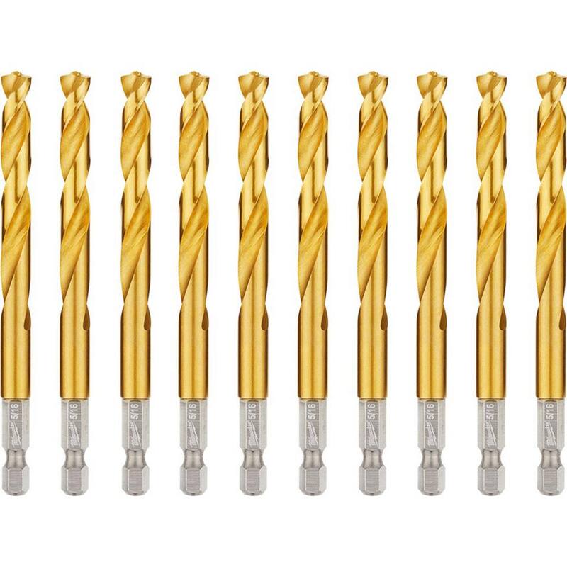 Broca para taladro de titanio de 5/16 pulgadas Milwaukee SHOCKWAVE (paquete de 10) - 48-89-4617-X10