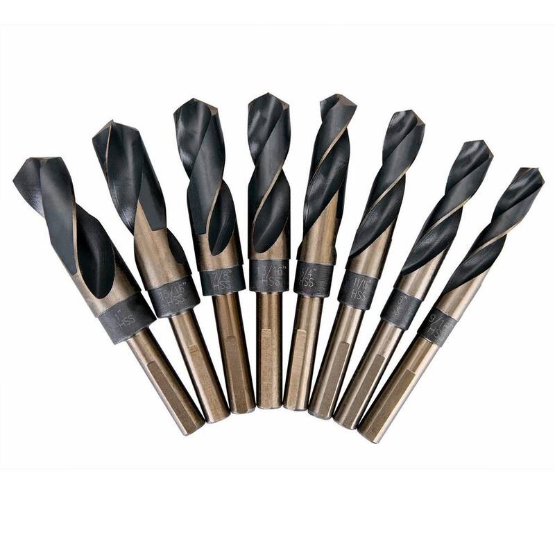Juego de brocas de cobalto HSS plateado y Deming de 14 pulgadas de diámetro x 3 pulgadas de alto x 12 pulgadas de ancho XtremepowerUS con estuche de almacenamiento (8 piezas) - 31651-H