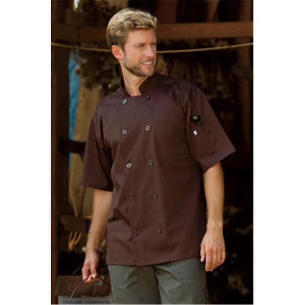 Nathan Caleb South Beach Short Sleeve Chef Coat in Brown - 4XLarge - NA2505341