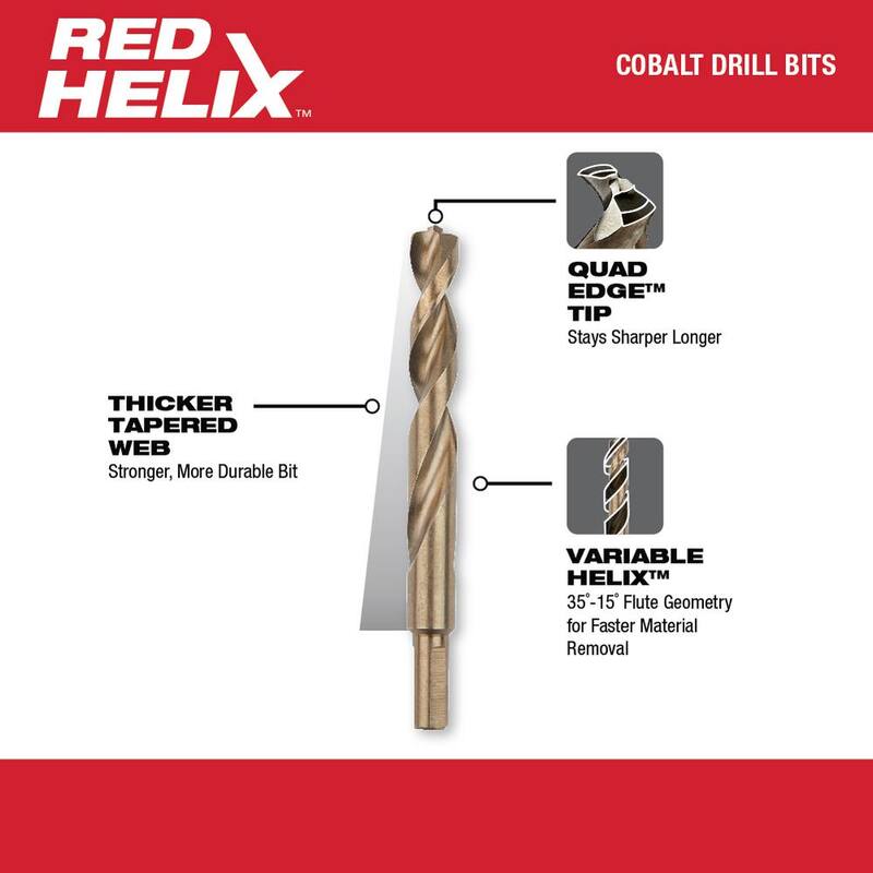 Broca helicoidal de cobalto rojo Milwaukee de 1/4 de pulgada (paquete de 10) - 48-89-2313-X10