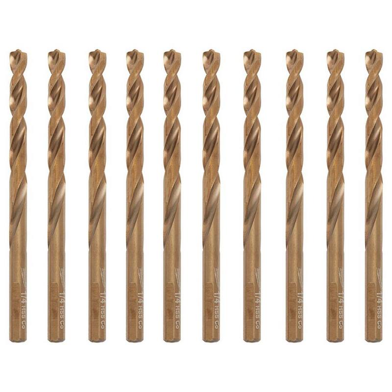Broca helicoidal de cobalto rojo Milwaukee de 1/4 de pulgada (paquete de 10) - 48-89-2313-X10