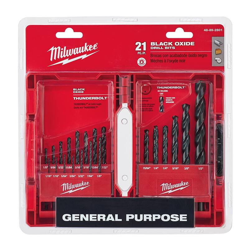 Estuche de brocas helicoidales de óxido negro de Milwaukee (63 piezas) - 48-89-2801-48-89-2801-48-89-2801