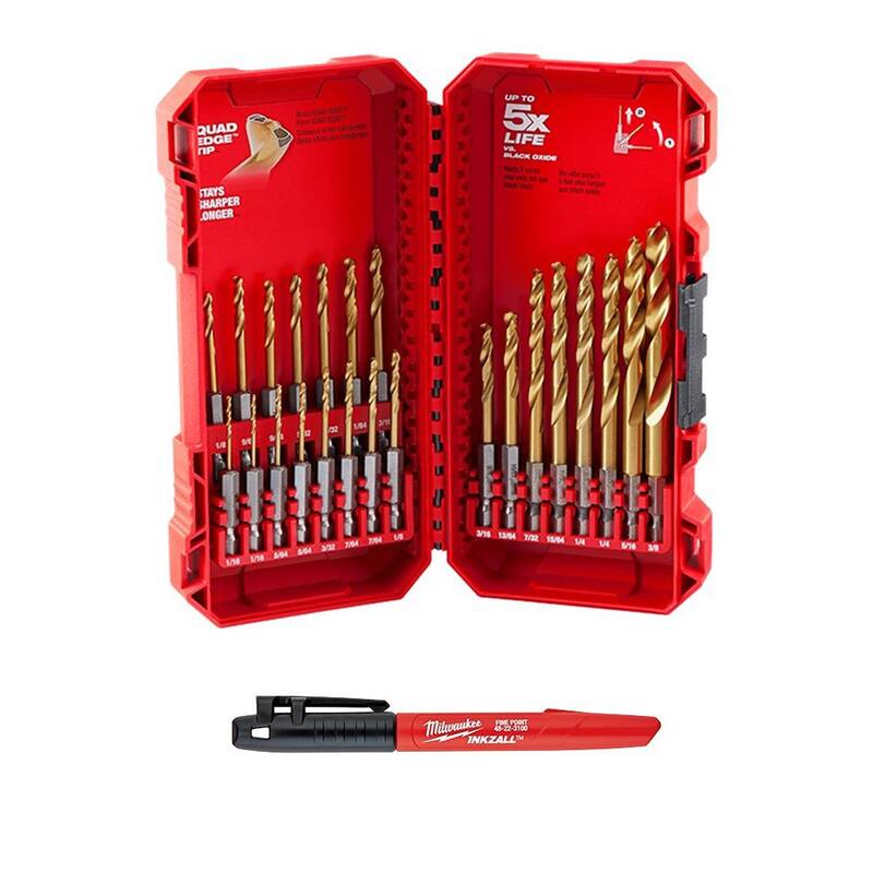 Juego de brocas de titanio para trabajo pesado Milwaukee SHOCKWAVE IMPACT DUTY (23 piezas) con adaptador de taladro angular - 48-89-4631-48-32-2390