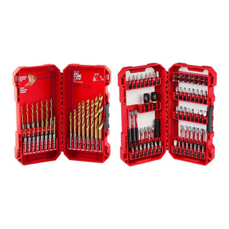 Juego de brocas de titanio Milwaukee SHOCKWAVE Impact Duty con juego de puntas de destornillador de acero de aleación SHOCKWAVE Impact Duty (93 piezas) - 48-89-4631-48-32-5151