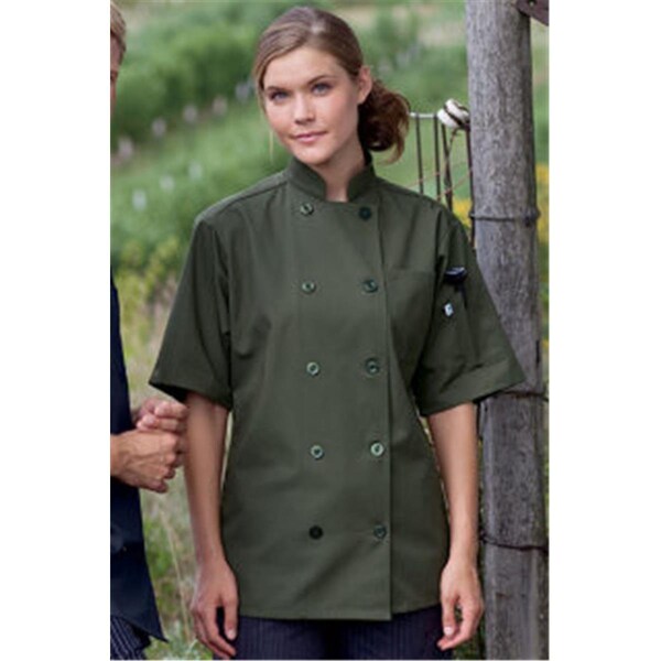 Nathan Caleb South Beach Short Sleeve Chef Coat in Olive - 2XLarge - NA2025505