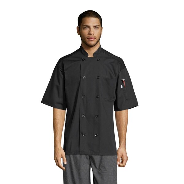 Uncommon Threads Unisex Specialist Pro Vent Chef Coat with Mesh, Black - Size 5XL - 0421P-0109