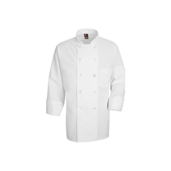 Vf Imagewear Chef Designs Men's 10 Button-Front Chef Coat, Pearl Buttons, White, Polyester, XL - 0423WHRGXL