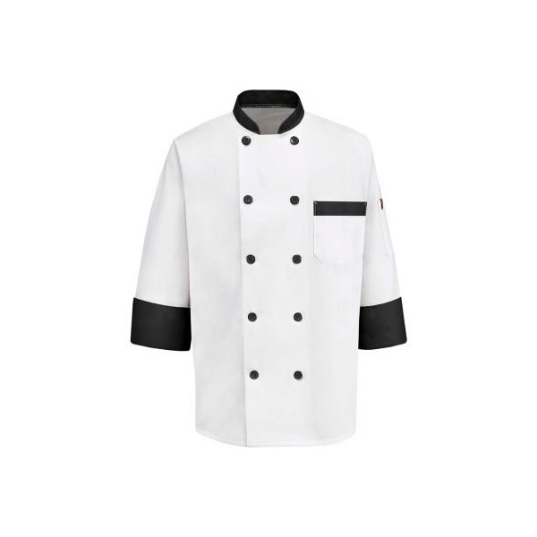 Vf Imagewear Chef Designs Garnish Chef Coat, White W/Black Trim, Polyester/Cotton, M - KT74BTRGM