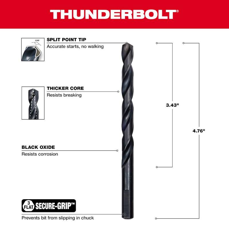 Broca Milwaukee Thunderbolt de óxido negro de 11/32 pulgadas - 48-89-2728.