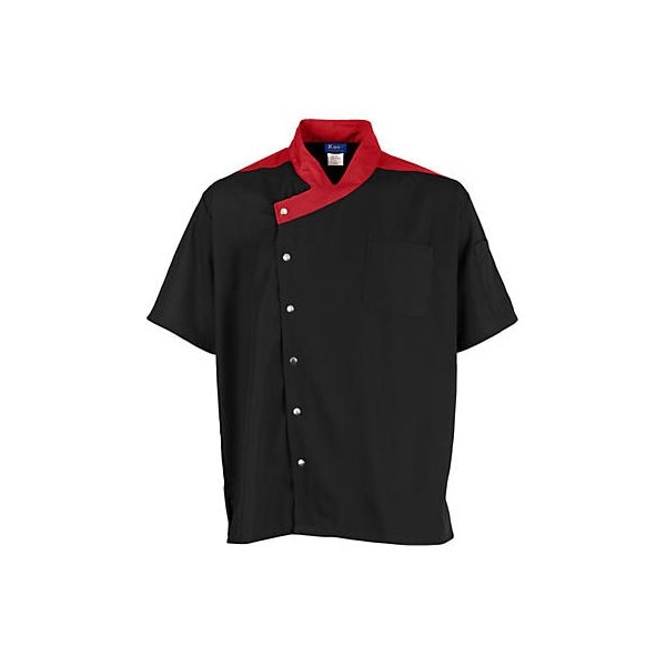 Allpoints Kng Xl Uptown Chef Coat Lw Black/Red - 2779BKRDXL