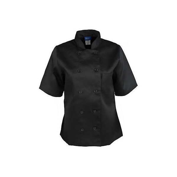 Allpoints Kng Lg Ladies Chef Coat Black Short Sleeve - 1875L