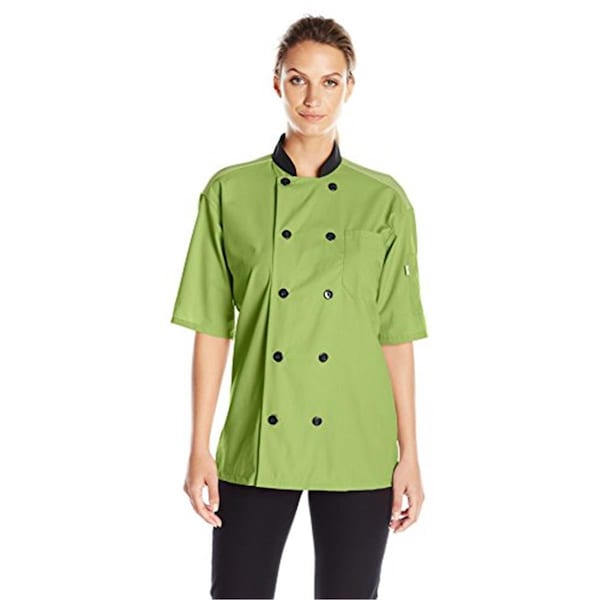 Charlotte Madison Uncommon Threads Womens Havana Chef Coat SS Mesh, Avocado - Small - CH2025496