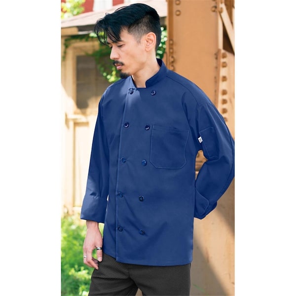 Nathan Caleb 5.25 oz 10 Button Classic Poplin Chef CoatRoyal Blue Extra Small - NA1238244