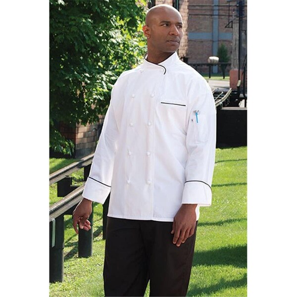 Nathan Caleb Luxembourg Chef Coat in White with Black Piping - 4XLarge - NA2499343