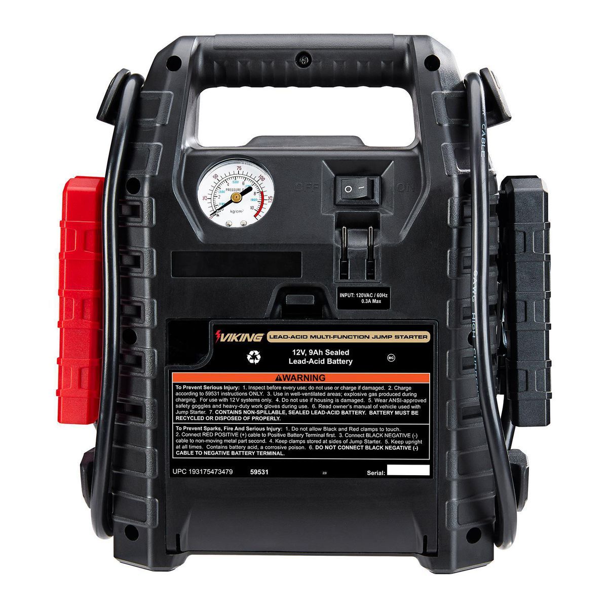 Cargador de batería y arrancador multifunción Viking de 1000 amperios de pico con compresor de aire de 150 PSI - 59531
